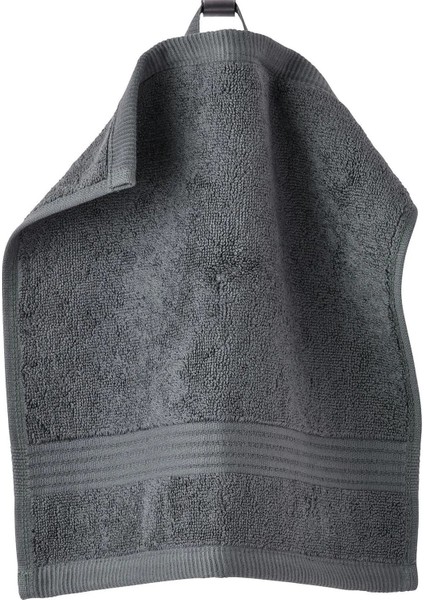 3 Adet Çizgili Havlu 30X30 cm 3'lü Set Askılı Banyo Havlusu Koyu Gri Renk El Yüz Havlusu %100 Pamuk