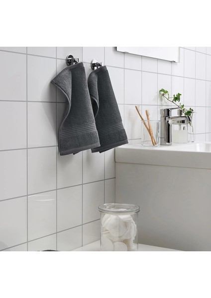 3 Adet Çizgili Havlu 30X30 cm 3'lü Set Askılı Banyo Havlusu Koyu Gri Renk El Yüz Havlusu %100 Pamuk fiyatları