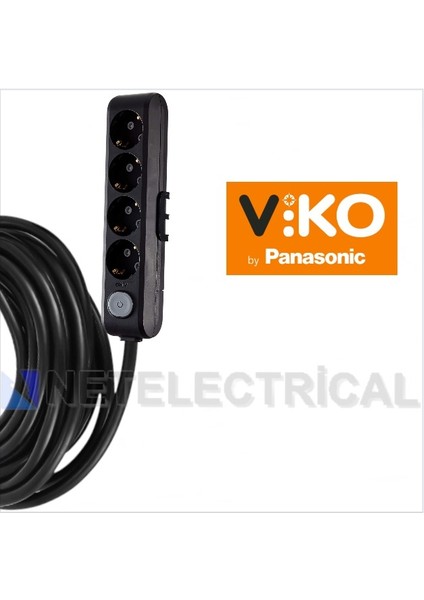 Multi-Let | Dörtlü 5 Metre Anahtarlı Topraklı Çocuk Korumalı Grup Priz - 4'lü, 5 M, Siyah (3x2.5 Ttr Tam Bakır Kalın Kablolu) modelleri