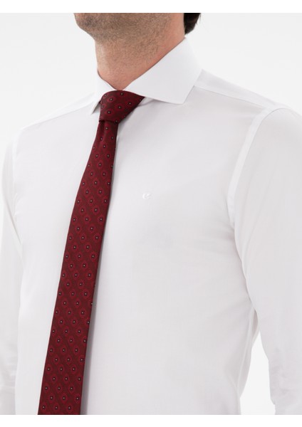 Erkek Beyaz Slim Fit Italyan Yaka Klasik Gömlek 50305851-VR013