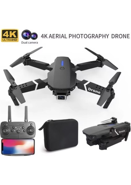 E88 Kumandalı Katlanabilir Drone, Profesyonel Hd Kamera, Wifi, Fpv Fotoğraf Quadcopter Selfie Drone