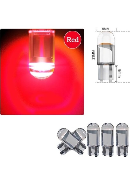 ( 5 x Adet ) 1 Set LED T10 Dipsiz Ampul 12V Dıamond Pıne Red (5W Dipsiz Ampul Elmas Cam Kırmızı)