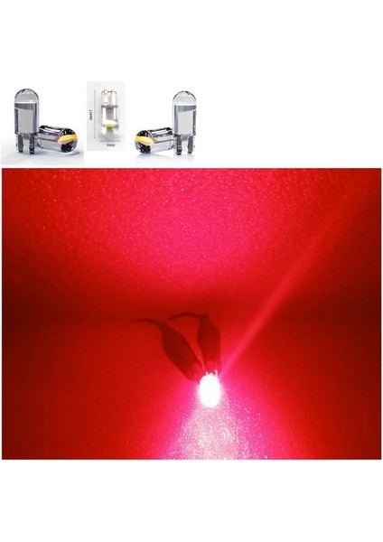 ( 5 x Adet ) 1 Set LED T10 Dipsiz Ampul 12V Dıamond Pıne Red (5W Dipsiz Ampul Elmas Cam Kırmızı)