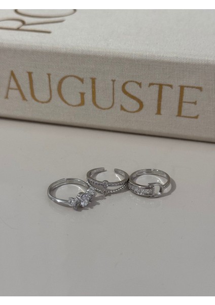 Üçlü Gümüş Renk Ayarlanabilir Yüzük Seti – Baget, Yıldız ve Kelebek Tasarım fiyatları