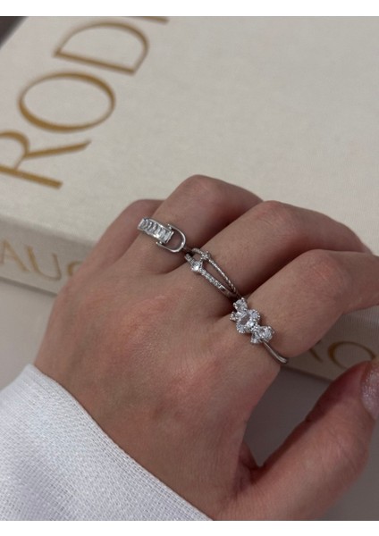 Üçlü Gümüş Renk Ayarlanabilir Yüzük Seti – Baget, Yıldız ve Kelebek Tasarım indirimleri