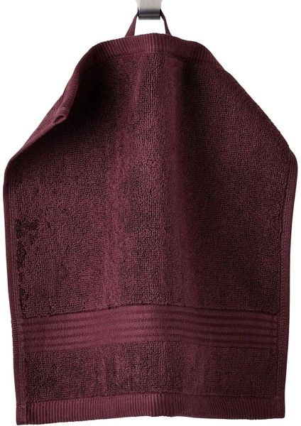 3 Adet Çizgili Havlu 30X30 cm 3'lü Set Askılı Banyo Havlusu Koyu Kırmızı Renk El Yüz Havlusu %100 Pamuk