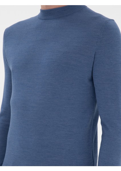 Erkek Koyu Mavi Slim Fit Basic Kazak 50296402-VR032