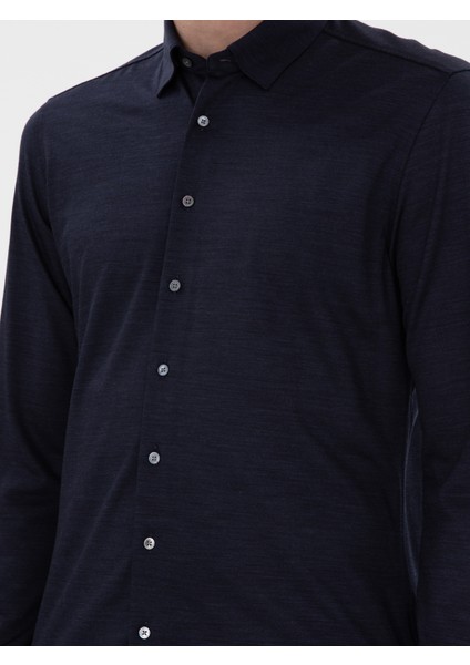 Erkek Lacivert Slim Fit Uzun Kollu Gömlek 50291362-VR033