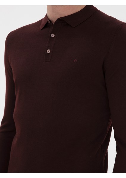 Erkek Bordo Slim Fit Basic Kazak 50293274-VR014