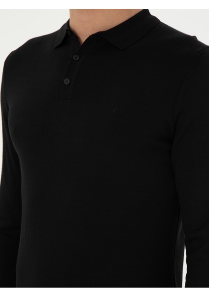 Erkek Siyah Slim Fit Basic Kazak 50293274-VR046
