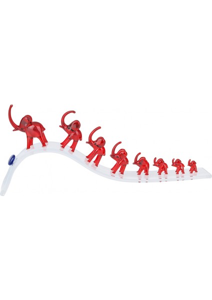 Büyük Kristal Yedili Fil Kırmızı Biblo Dekoratif Aksesuar Dekorasyon