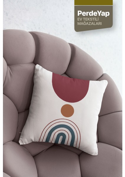 Beyaz Zemin Üzerine Bordo Geometrik Desenli 4lü Dijital Baskılı Kırlent Kılıfı 43 x 43 cm fiyatları