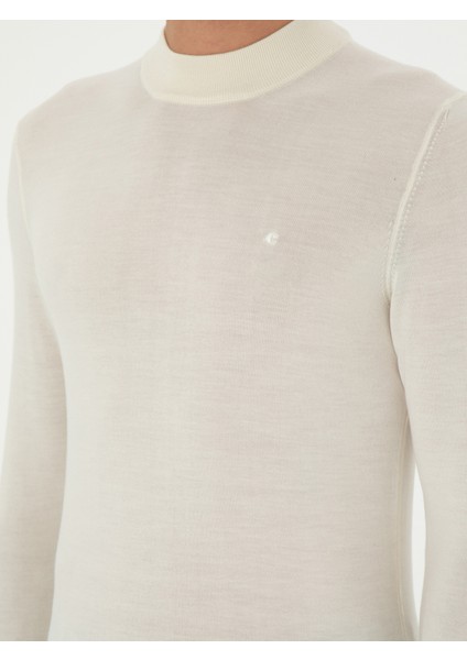 Erkek Ekru Slim Fit Kazak 50296503-VR019