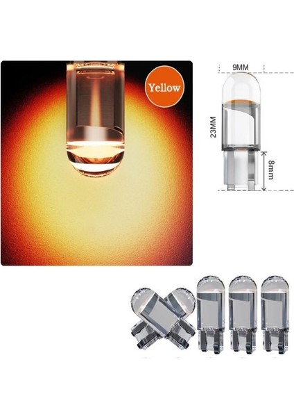 ( 5 x Adet ) 1 Set LED T10 Dipsiz Ampul 12V Dıamond Pıne. Yellow (5W Dipsiz Ampul Elmas Cam Sarı)