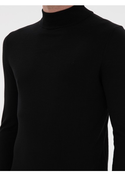 Erkek Siyah Slim Fit Basic Kazak 50293281-VR046