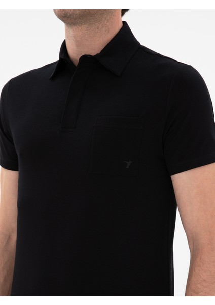 Erkek Siyah Slim Fit Polo Yaka Cepli T-Shirt 50300715-VR046