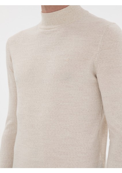 Erkek Bej Slim Fit Basic Kazak 50293281-VR011