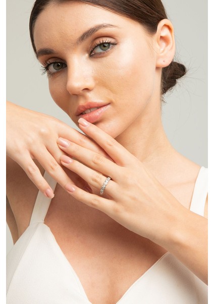 Kadın Yuvarlak Kare Kalp Figürlü Baget Zirkon Taşlı Tasarım Gümüş Kaplama Ayarlanabilir Işıltı Yüzük modelleri