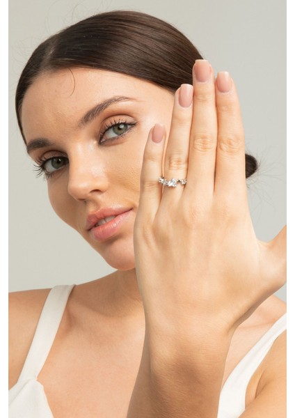 Kadın Kalp Yıldız Figürlü Tasarım Model Çelik Gümüş Kaplama Ayarlanabilir Pırlanta Işıltılı Yüzük indirimleri