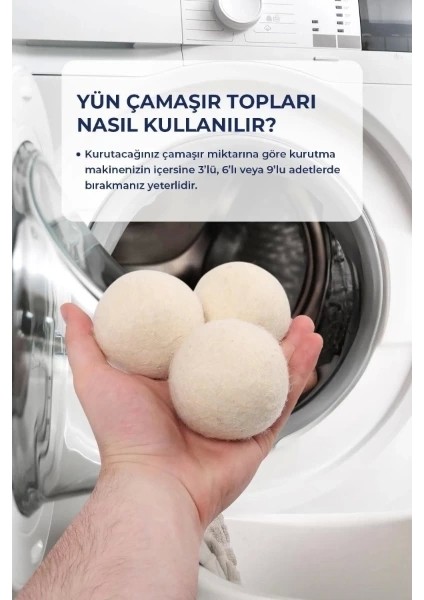3'lü Yün Kurutma Topu Seti