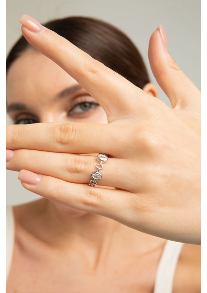 Kadın Düğüm Tasarım Model Çelik Zirkon Taşlı Gümüş Kaplama Ayarlanabilir Pırlanta Işıltılı Yüzük indirimleri