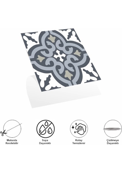 Decohandy Pvc Duvar Karosu 30X30CM 4'lü Paket - Çini Desen 0,36M2