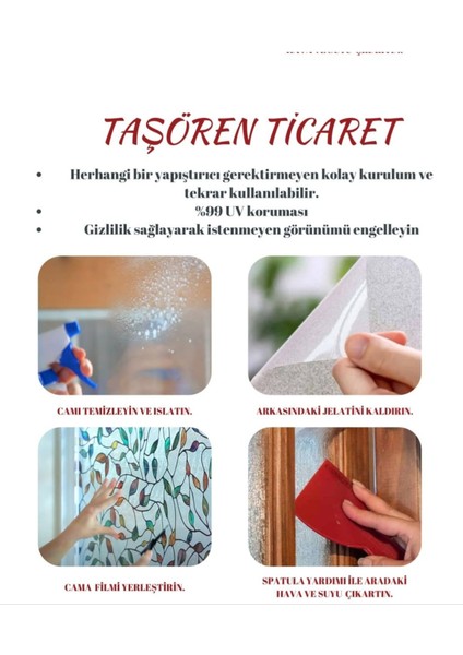 Cam Filmi Kaplama Statik Folyo Buzlu Desenli Duşa Kabin Pencere Ofis Dekorasyon