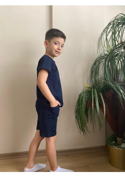 Bisiklet Yakalı Tişört Şort Erkek Çocuk Ikili Takım modelleri