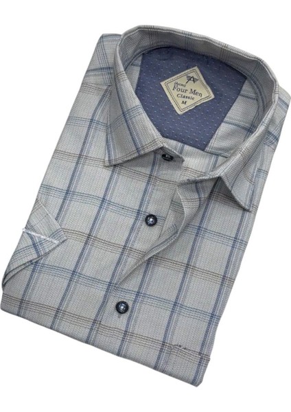 Erkek Klasik Rahat Kesim Ekoseli Kısa Kollu Gömlek