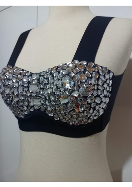 Kristal Taş Işlemeli Geceler ve Partiler Için Push Up dolgulu crop fırsatları
