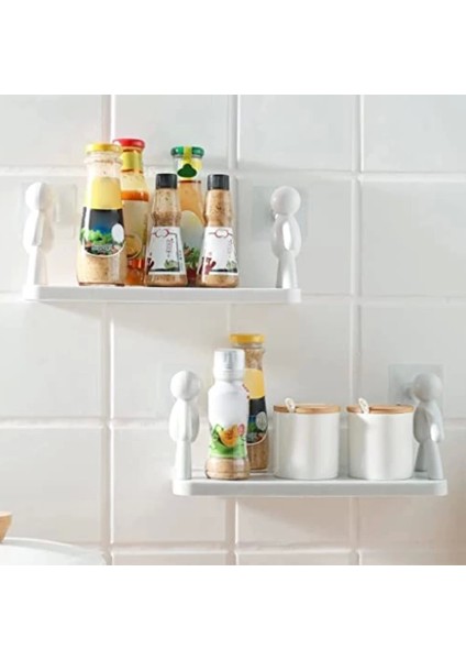 Insan Figürlü Yapışkanlı Çok Amaçlı Duvar Rafı