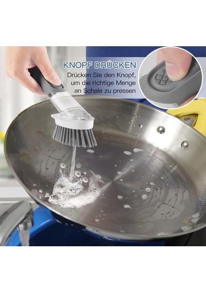 Saplı Doldurulabilir Sabunluk Bulaşık Fırçası 4 Başlıklı