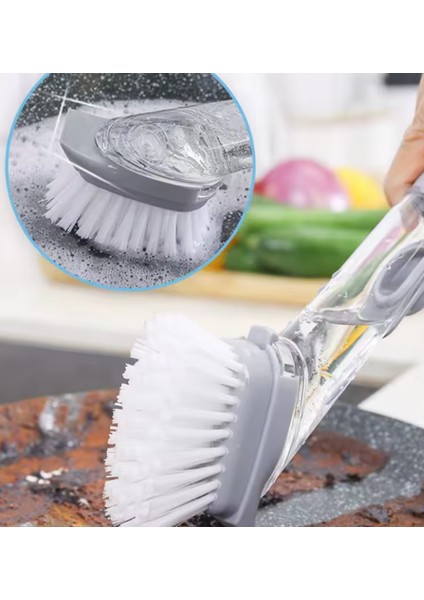 Saplı Doldurulabilir Sabunluk Bulaşık Fırçası 4 Başlıklı