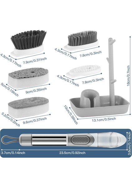 Saplı Doldurulabilir Sabunluk Bulaşık Fırçası 4 Başlıklı
