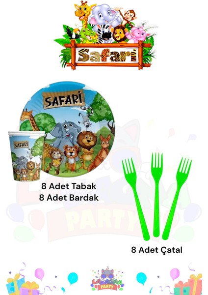 Safari 8 Kişilik Ekstra Mini Doğum Günü Parti Seti fiyatları