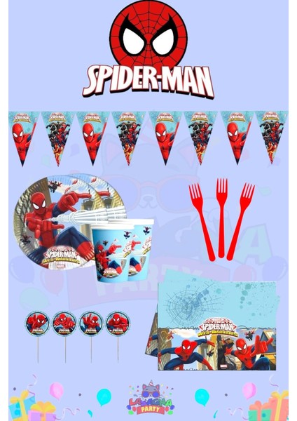 Spider-Man 8 Kişilik Mini Doğum Günü Parti Seti