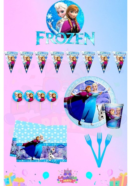 Frozen Elsa 16 Kişilik Mini Doğum Günü Parti Seti