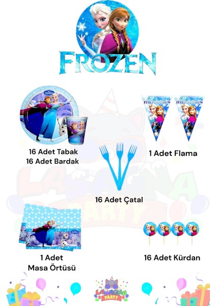 Frozen Elsa 16 Kişilik Mini Doğum Günü Parti Seti fiyatları