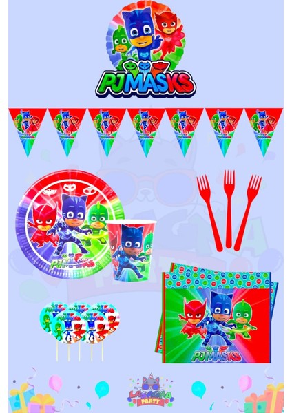 Pijamaskeliler 8 Kişilik Mini Doğum Günü Parti Seti