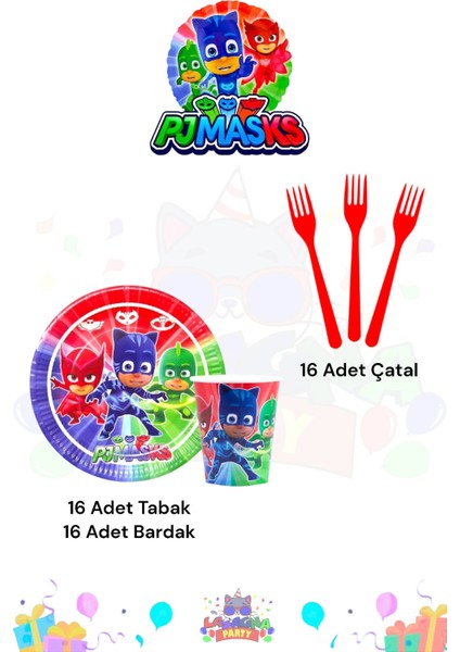 Pijamaskeliler 16 Kişilik Ekstra Mini Doğum Günü Parti Seti fiyatları