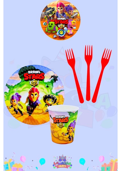 Brawl Stars 8 Kişilik Ekstra Mini Doğum Günü Parti Seti
