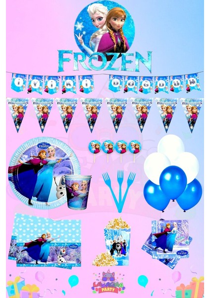 Frozen Elsa 24 Kişilik Ultra Lüks Doğum Günü Parti Seti