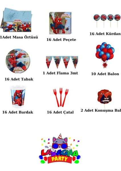 Spider-Man Temalı 16 Kişilik Ekonomik Doğum Günü Parti Seti fiyatları