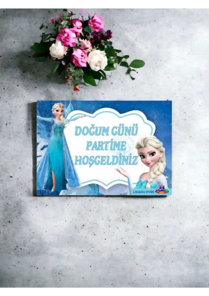 Frozen Elsa Temalı Doğum Günü Afişi - Doğum Günü Parti Seti Malzemeleri