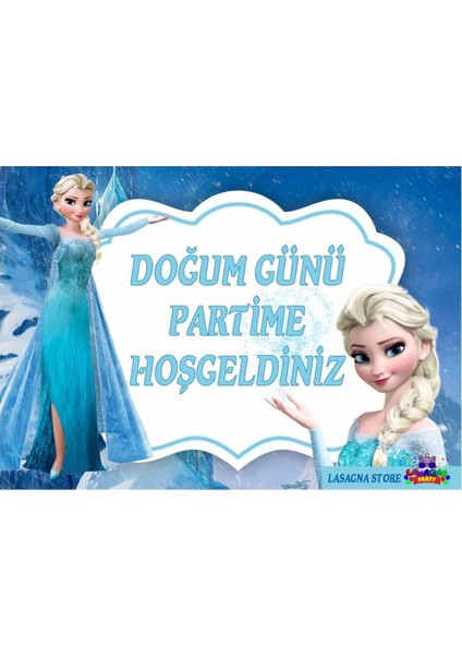 Frozen Elsa Temalı Doğum Günü Afişi - Doğum Günü Parti Seti Malzemeleri fiyatları