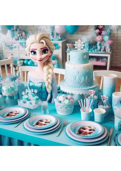 Frozen Elsa 16 Kişilik Sürpriz Hediye Kutulu ve Afiş'li Doğum Günü Parti Malzemeleri Seti modelleri