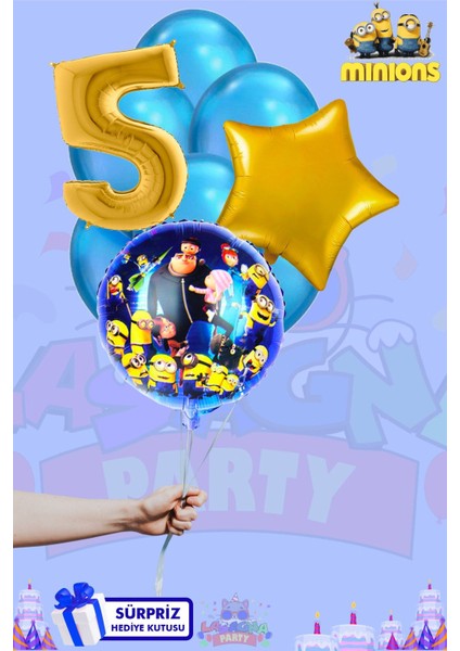 Minions Temalı Lüx Gold Folyo Balon Seti
