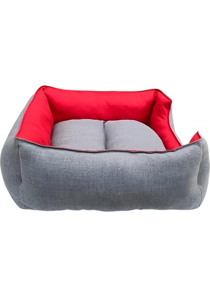 , Gri-Kırmızı,köpek Yatakları,kedi Yatakları,gabardin Kumaş,yıkanabilir,yastıklı modelleri