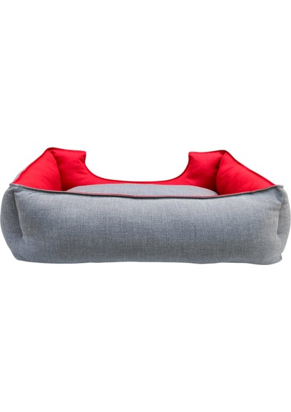 , Gri-Kırmızı,köpek Yatakları,kedi Yatakları,gabardin Kumaş,yıkanabilir,yastıklı fırsatları