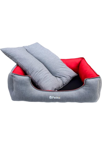 , Gri-Kırmızı,köpek Yatakları,kedi Yatakları,gabardin Kumaş,yıkanabilir,yastıklı indirimleri